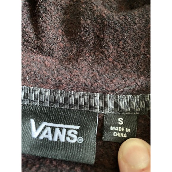 Vans Off The Wall EUC Hooded Full Zip Pocketed Sweatshirt Maroon & Black Size S - Picture 3 of 8